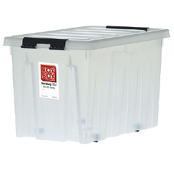 Контейнер 70 л с крышкой, прозрачный, на роликах, 350х390х580 мм